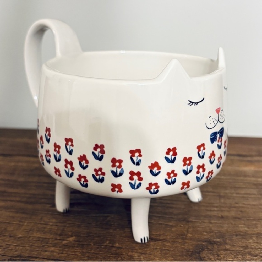 Arlington Designs Cat Mug w/ Legs & Floral Pattern